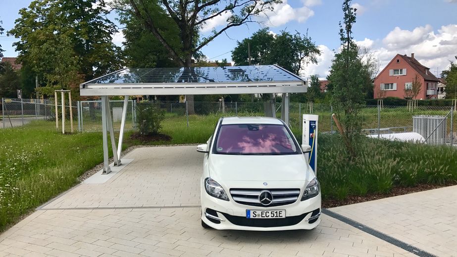 84383884 - merceds b-class electric car being charged